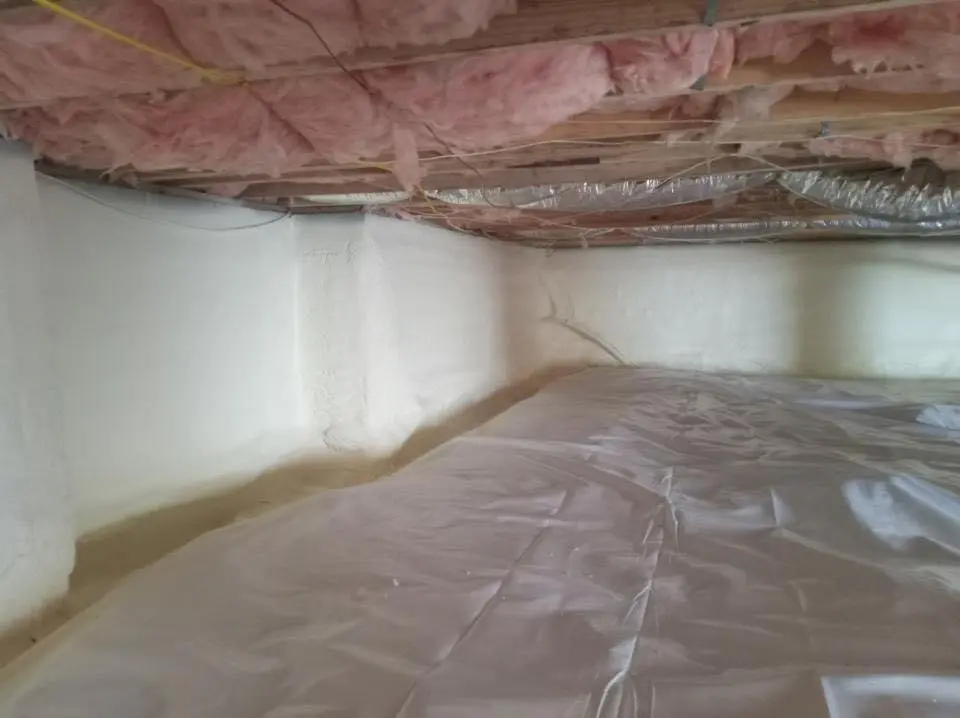 Crawl space encapsulation with closed-cell spray foam for Commercial Roof Restoration in Post Falls